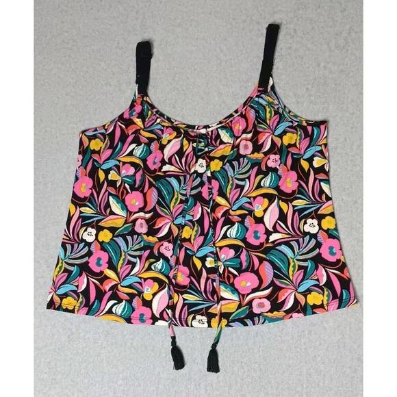 The Pioneer Woman Tops - Pioneer Sleeveless Blouse Womens Size Large Multicolor Floral Leaves Tassels